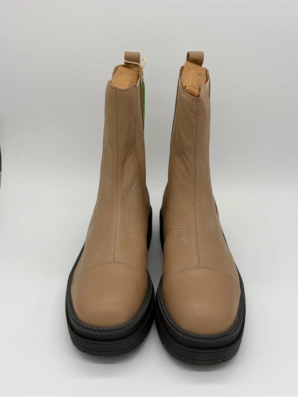 Sam Edelman Taupe Leather Chelsea Lug Boots